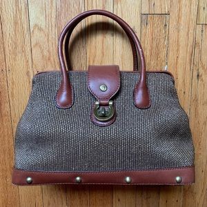 Vintage Rare 1960’s Etienne Aigner Handmade Leather And Straw Doctor’s Bag